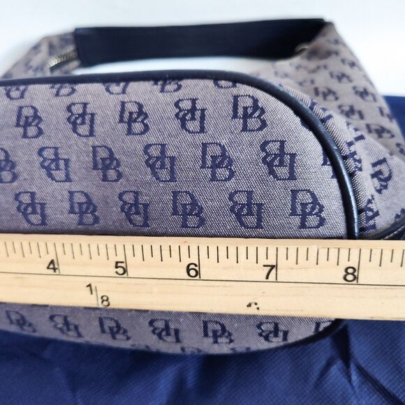 Vintage Dooney & Bourke Bag Signature Y2K 90S Blue Gray Dust Bag Canvas Leather - Picture 14 of 16